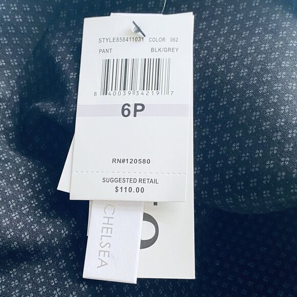 Amanda Chelsea Pants Size 6 Petite Black Patterned Ankle Career Preppy NEW - Picture 10 of 11